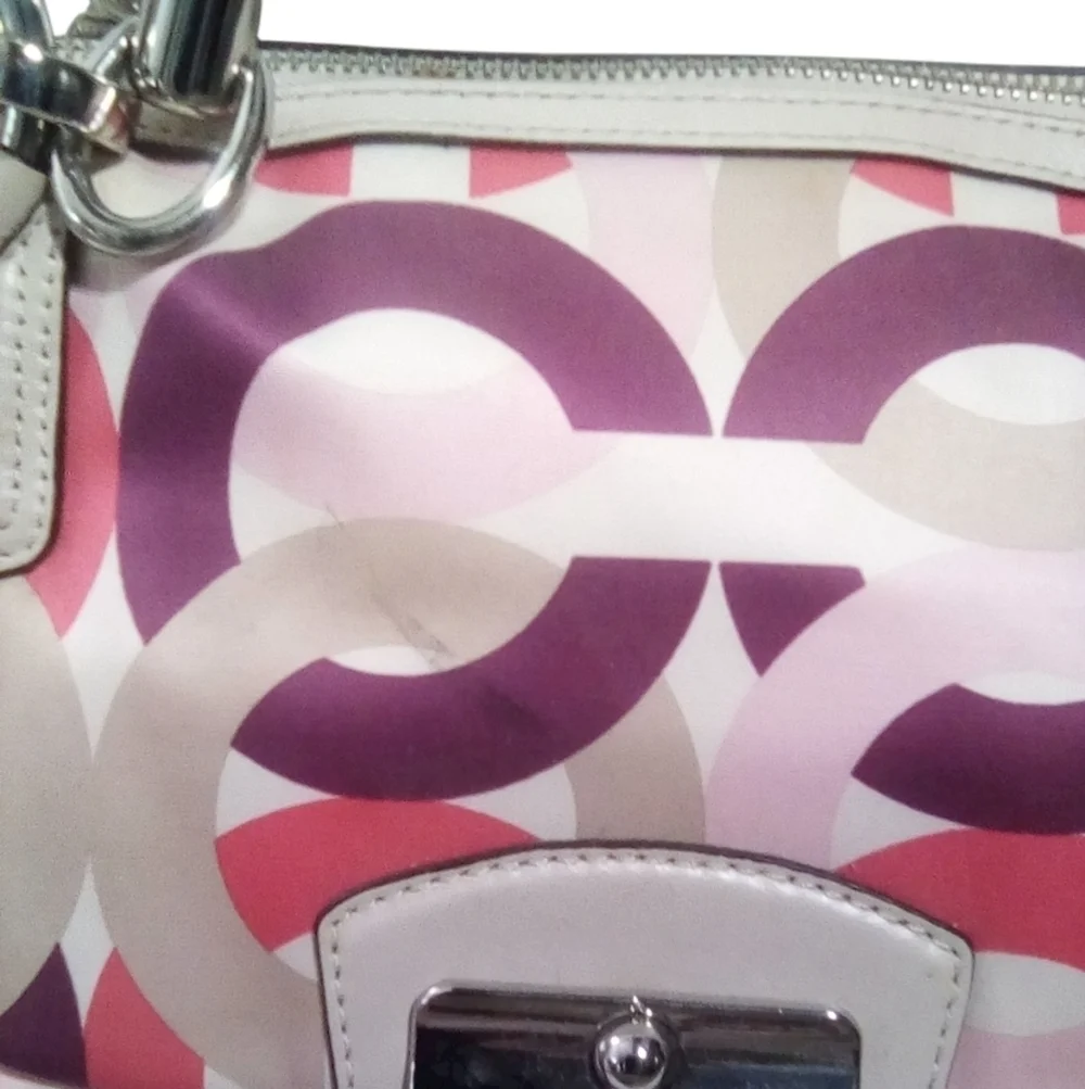 Coach Signature Scribble Print Crossbody Satchel – Multicolor Sateen & Leather